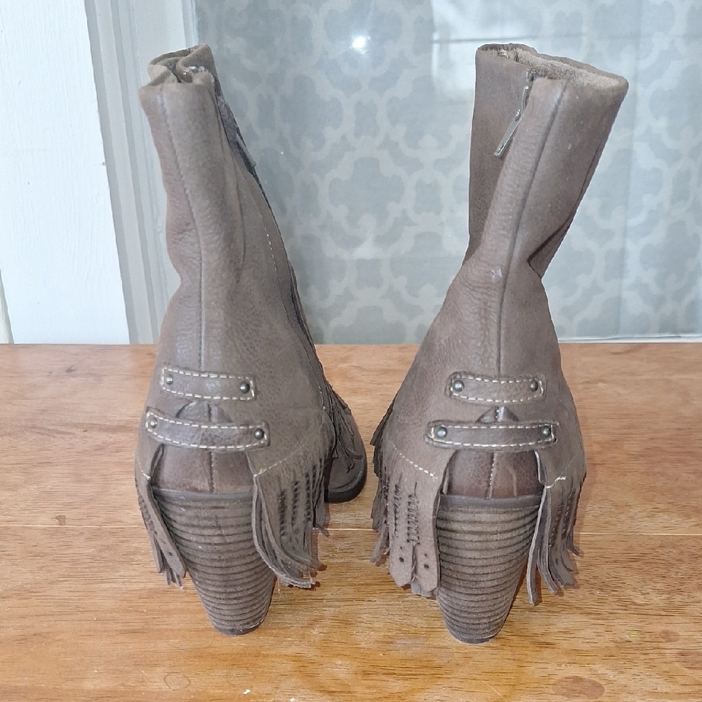Naughty Monkey Taupe Fringe Ankle Boots - Picture 3 of 4